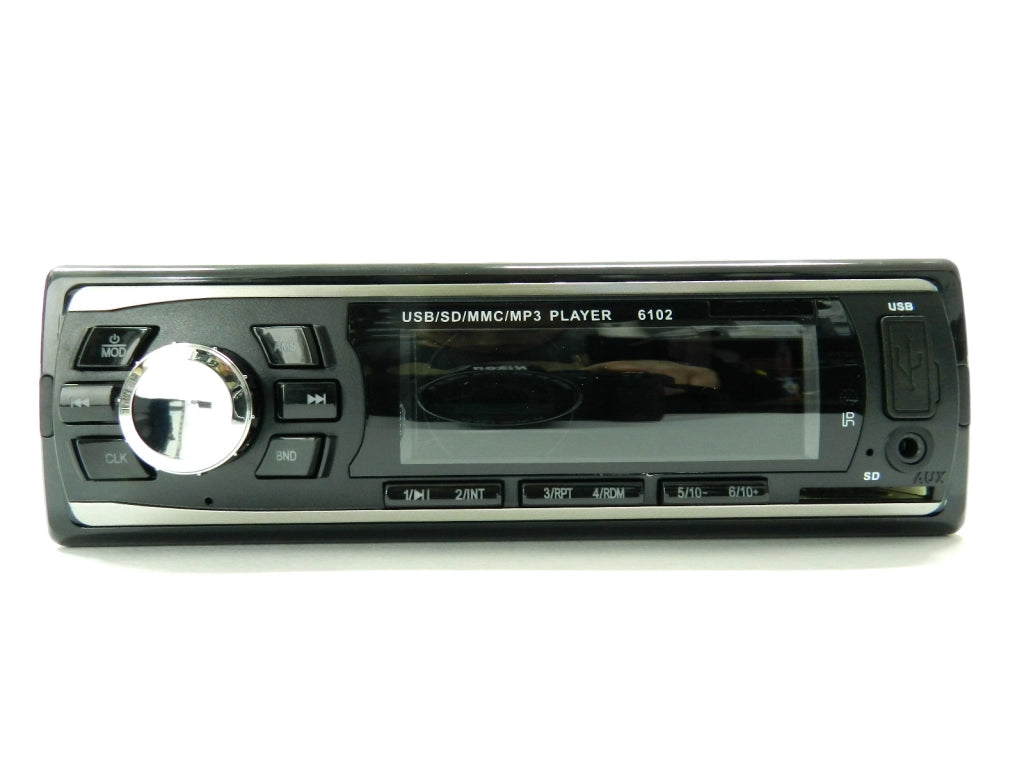 AUTORADIO STEREO AUTO LCD RADIO TELECOMADO SLOT SD CARD MMC USB AUX MP3 K6102