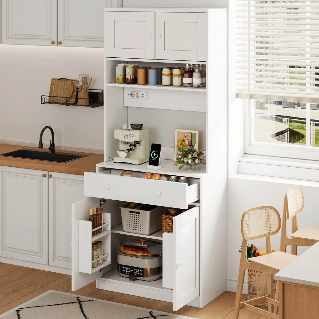 Mobile alto da cucina 72x40x180 cm con LED RGB e prese