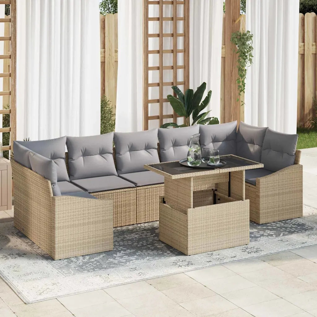 Set Divano da Giardino 8 pcs Beige Poly Rattan 3357693