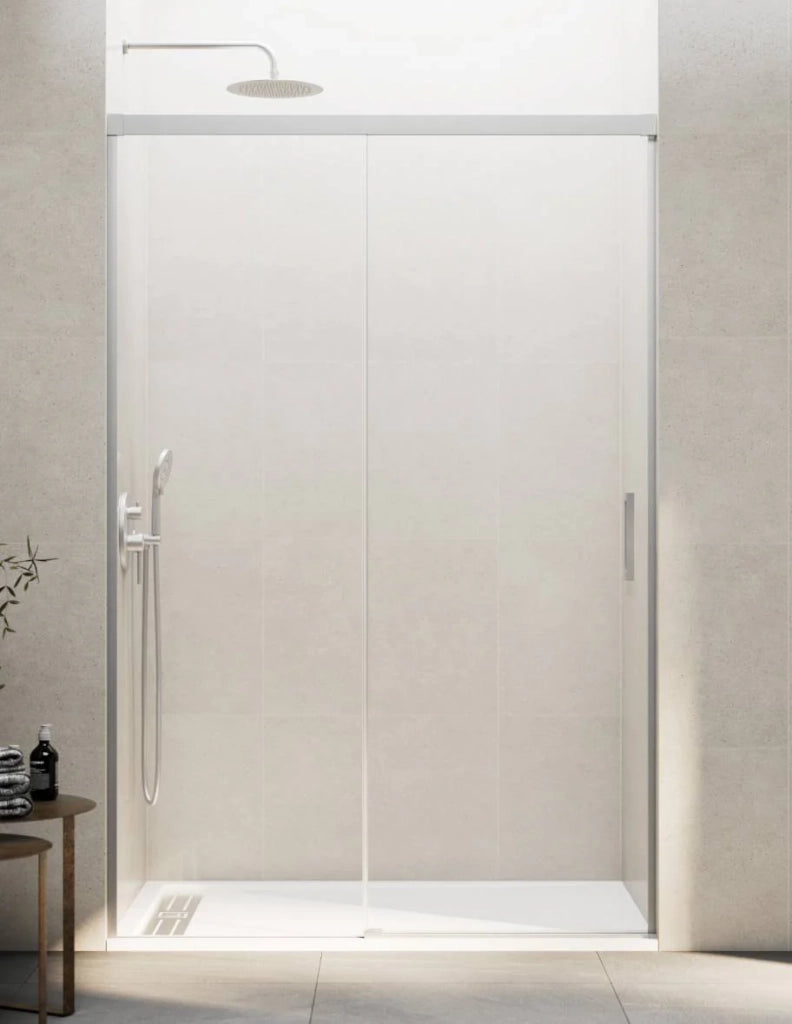 Porta doccia scorrevole 1+1 THALASSA (BASIC) 155 cm Profilo Nichel vetro trasparente