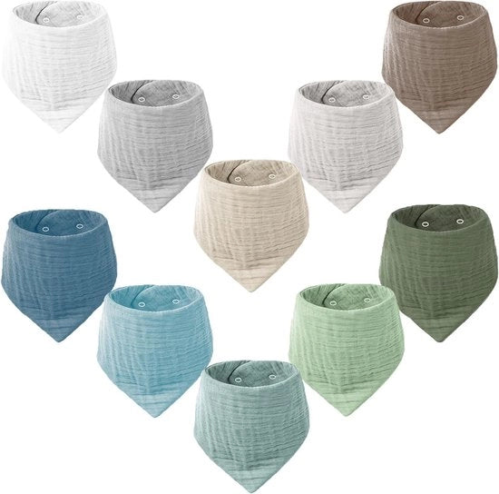 Set di fasce muslin per bambini, 10 pezzi, Fasce muslin per bambini, Fazzoletti di cotone biologico super assorbenti, Fasce per bambini e piccoli bambini