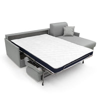 Evans Divano letto angolare con penisola in morbido tessuto impermeabile T13 252 cm Sinistro (mat. 140x197)  grigio