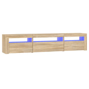 Mobile TV multimediale mensola TV credenza mobile TV per sala da pranzo soggiorno camera da letto con luci LED rovere Sonoma 195 x 35 x 40 cm marrone 02_0026766