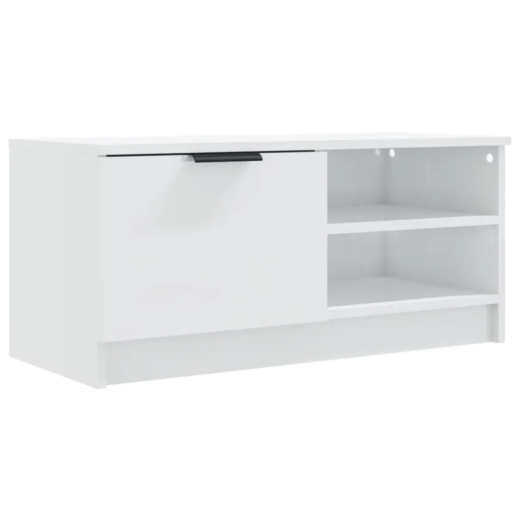 Mobile Porta TV-Credenza TV Bianco Lucido 80x35x45 cm in Legno Multistrato