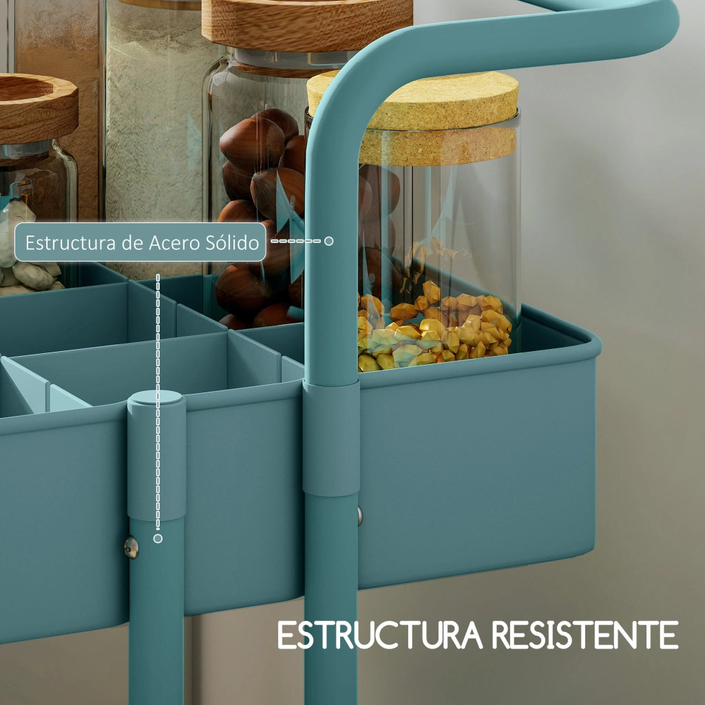 Carrello Multiuso con Ruote ¨C Xylo ¨C 42x38x86,5 cm Blu Verdastro