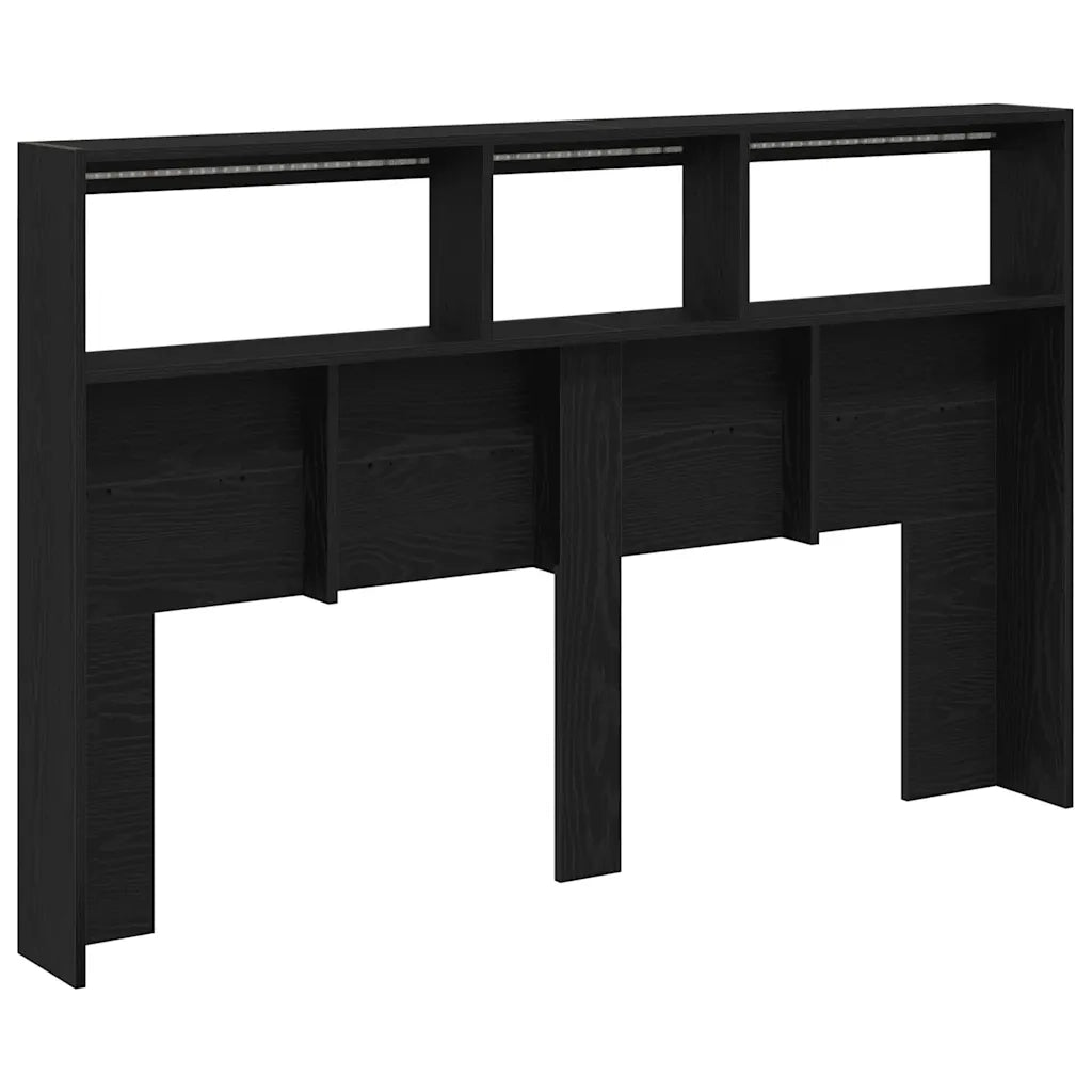 vidaXL Testiera con Contenitore a LED Rovere Nero 160x17x102 cm