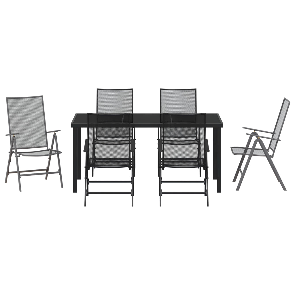 Set da pranzo da giardino 7 pezzi in acciaio antracite
