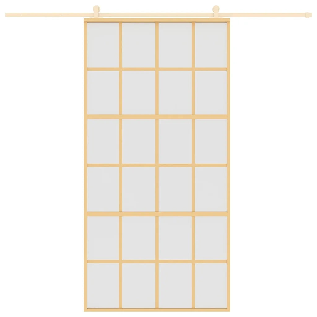 Porta Scorrevole Oro 102,5x205 Vetro Smerigliato ESG Alluminio 155177