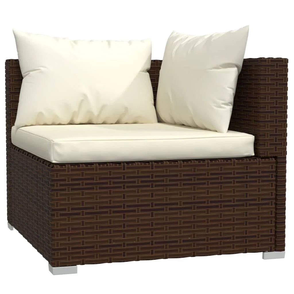 Set di mobili da giardino mobili da esterno 6 pezzi con cuscini resina intrecciata marrone 02_0016900