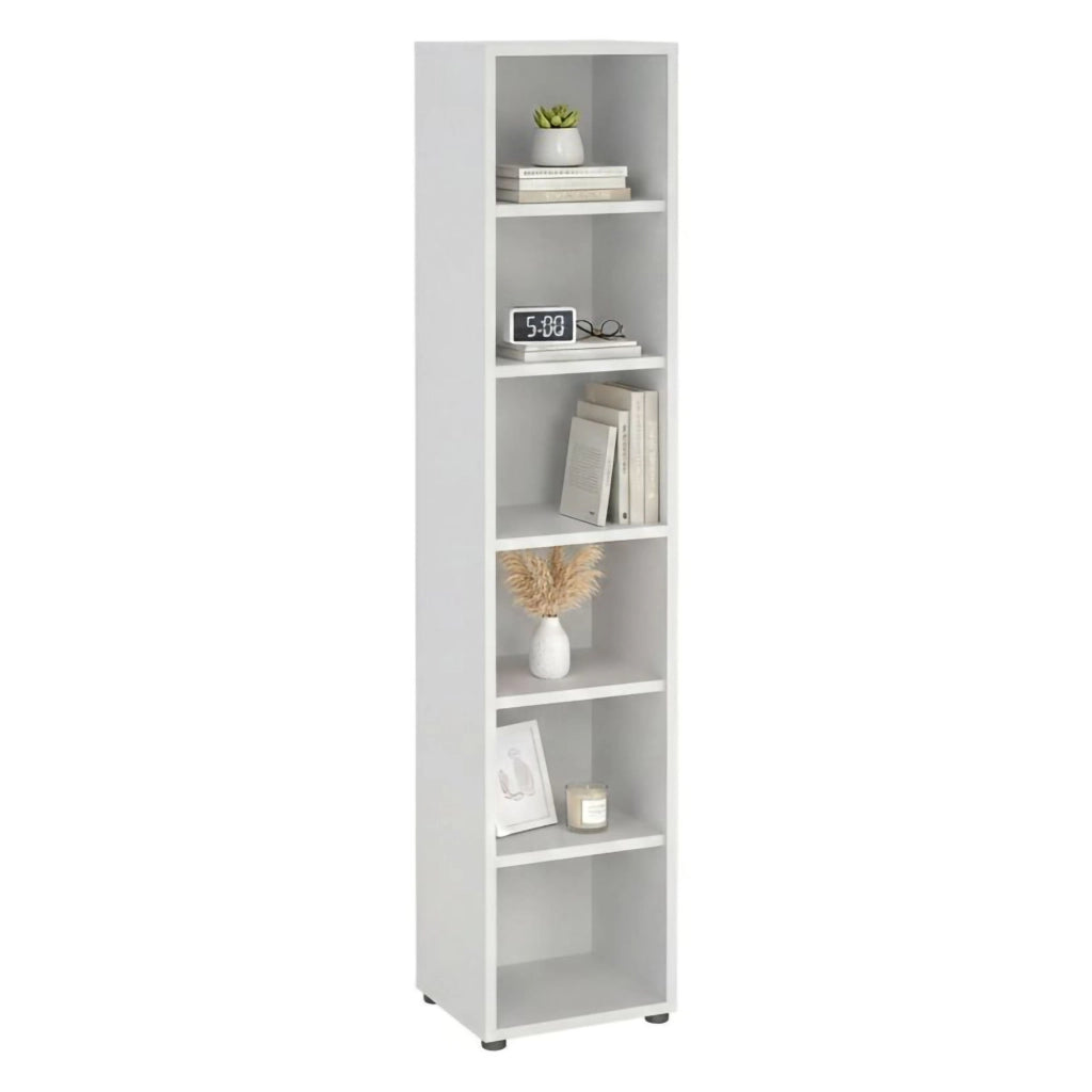 Libreria Pabuk, Scaffale da ufficio, Mobile portalibri, Biblioteca, 47x40 h222 cm, Bianco