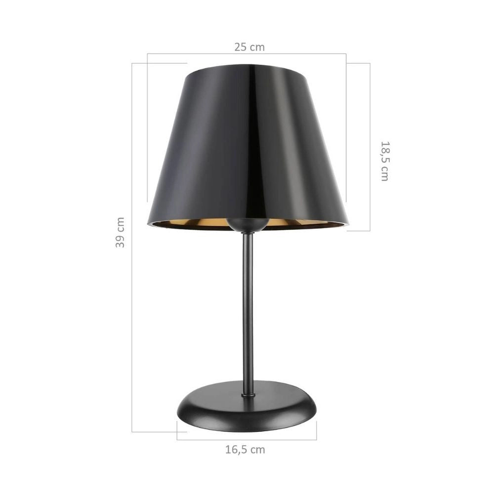 Lampada da tavolo Verda  in metallo e paralume tessuto nero