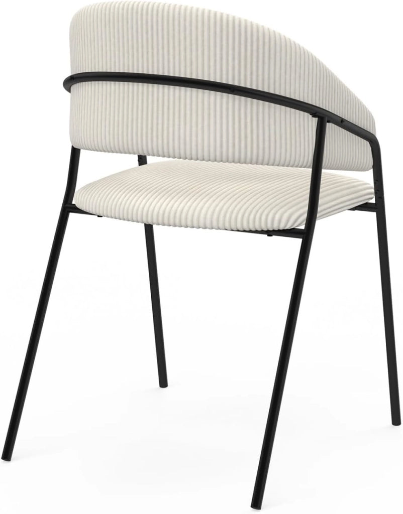 Set di 2 sedie da pranzo Vini in velluto beige e gambe in metallo nero