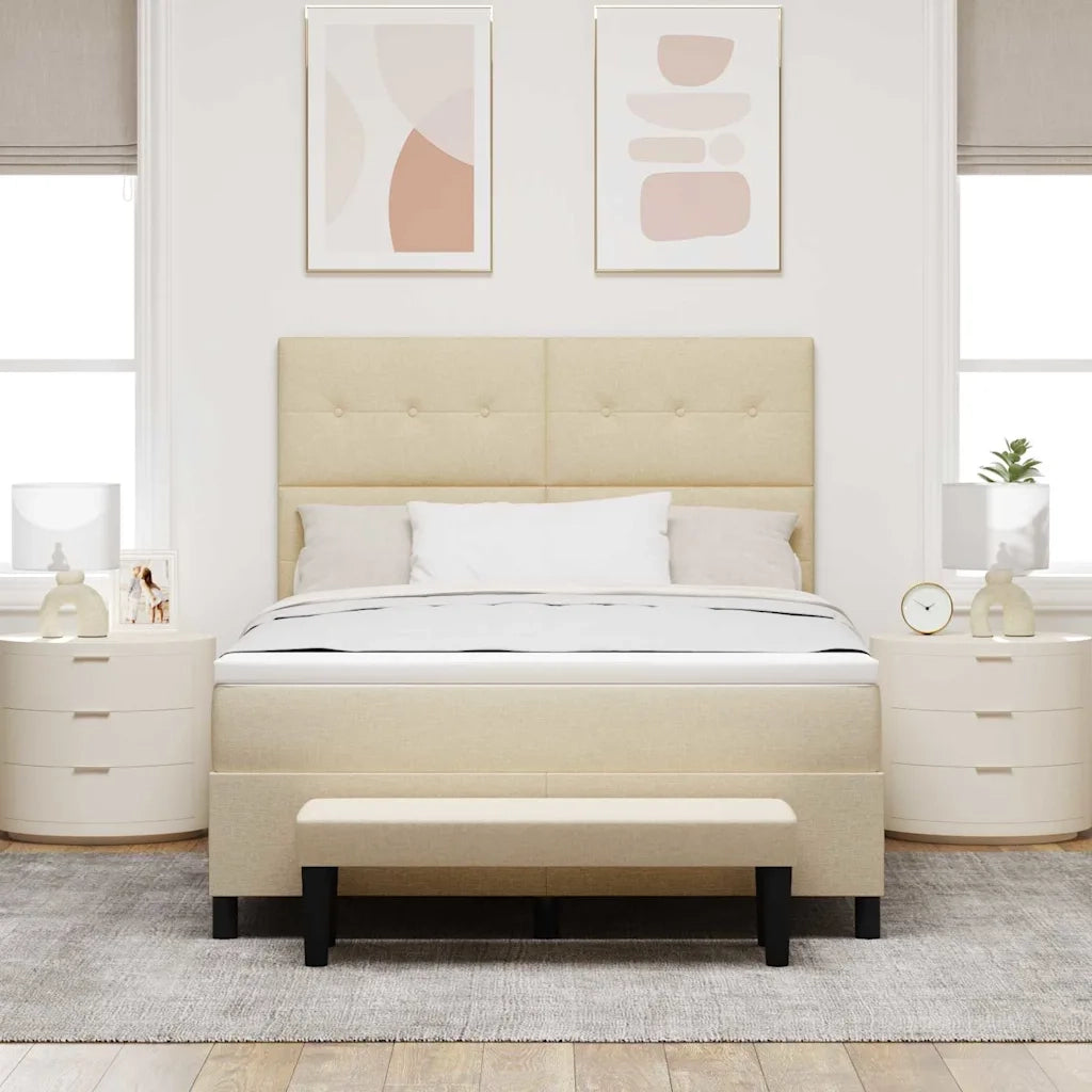 Letto a molle con materasso Crema 160 x 200 cm Tessuto