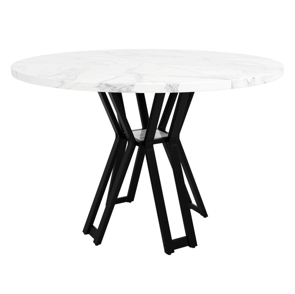 Tavolo da pranzo 100x100x76 cm con piedini regolabili; MDF e metallo nero