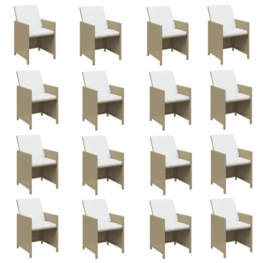 Set da Pranzo per Giardino 21pz con Cuscini in Polyrattan Beige 3095679