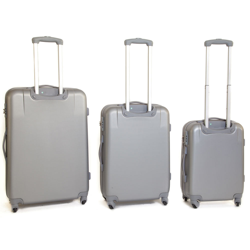 Set 3 Valigie Trolley Rigide in ABS 4 Ruote TSA Ravizzoni Jazz Silver