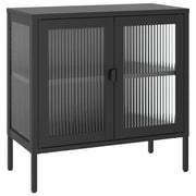 Credenza | Madia | Buffet da pranzo | Armadio da pranzo Nera 70x35x70 cm Vetro e Acciaio