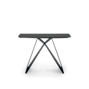 Consolle Thalia con Top in Ceramica su Vetro Effetto Marmo Nero Portoro e Struttura in Metallo Verniciato Nero - Dimensioni 110x30