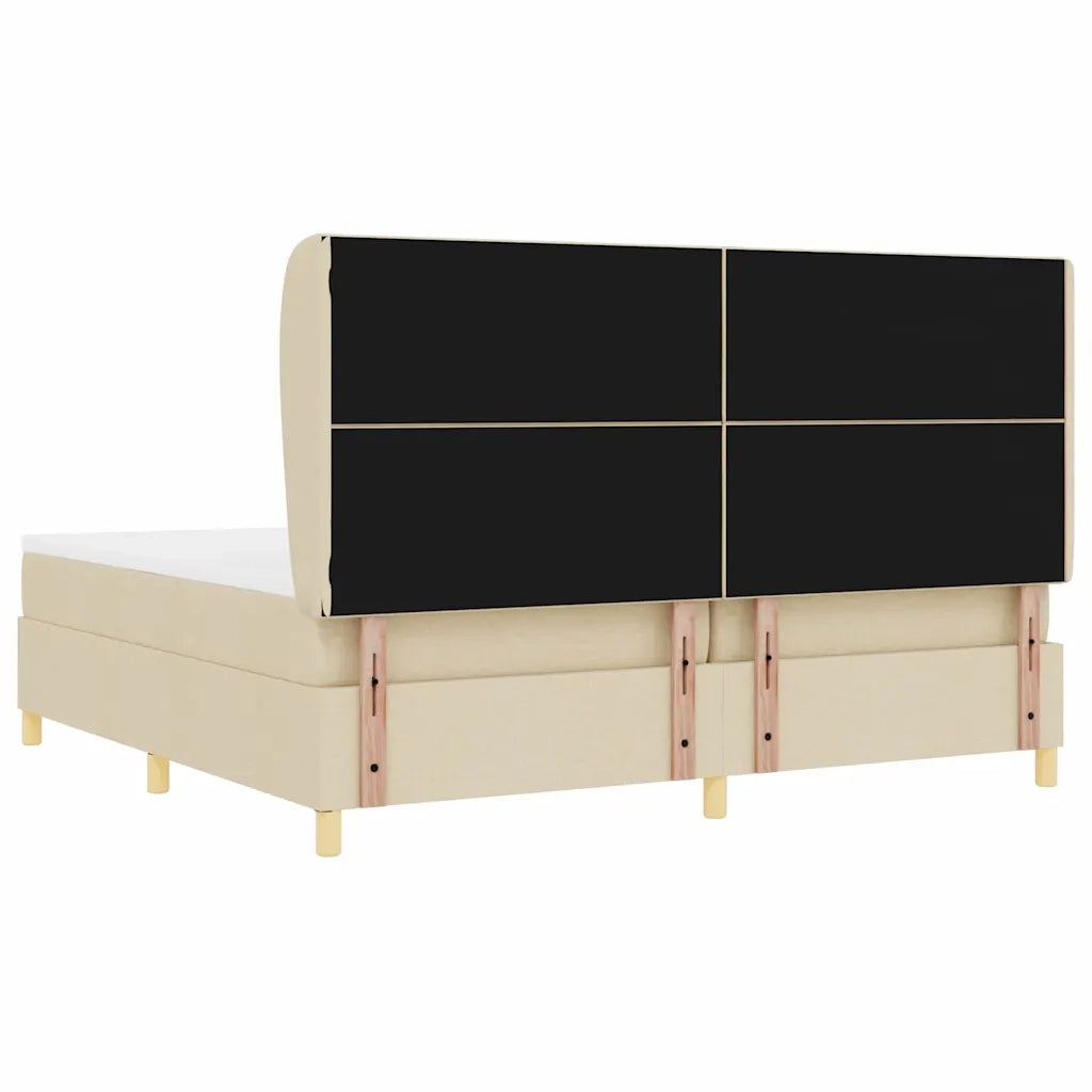 Letto a molle con materasso Crema 200 x 200 cm Tessuto 3340842
