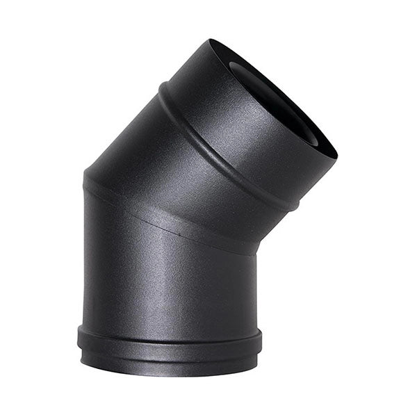 Curva 45per canna fumaria tubo coassiale NERO CD. 100/150 CE in acciaio 316 per stufa pellet  Made in Italy UNI 1856/2