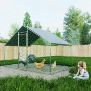Pollaio in Metallo 3×2×2 m; Recinto per Galline da Esterno con Telo Impermeabile UV; Porta con Serratura e Rete Protettiva