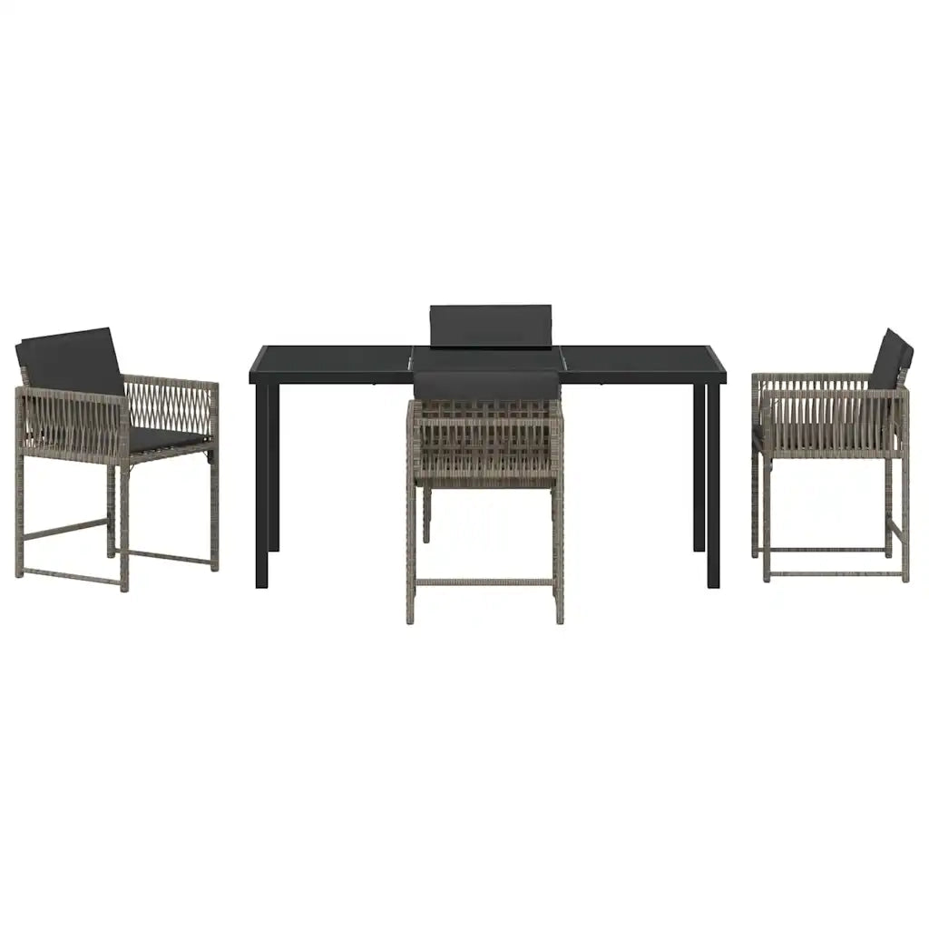 Set da Pranzo per Giardino 5 pz | Set Salotto da Giardino Grigio polyrattan