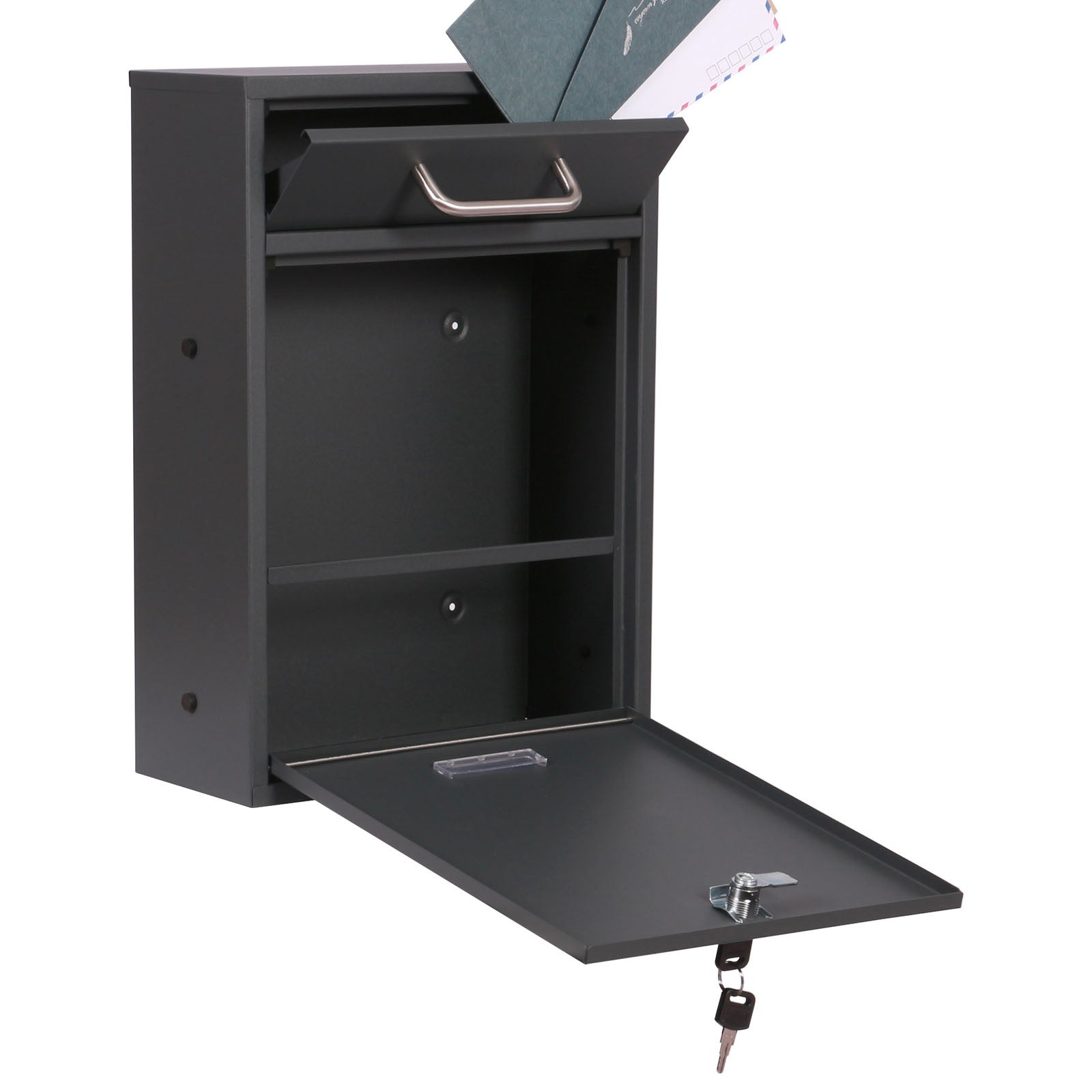 Cassetta delle lettere 2x3 V52 antracite a muro Con serrature e targhette nome Posta