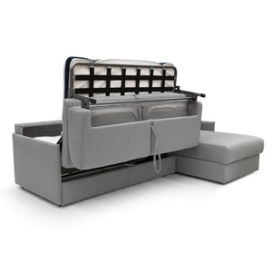 Evans Divano letto angolare con penisola in morbido tessuto impermeabile T13 272 cm Destro (mat. 160x197)  grigio