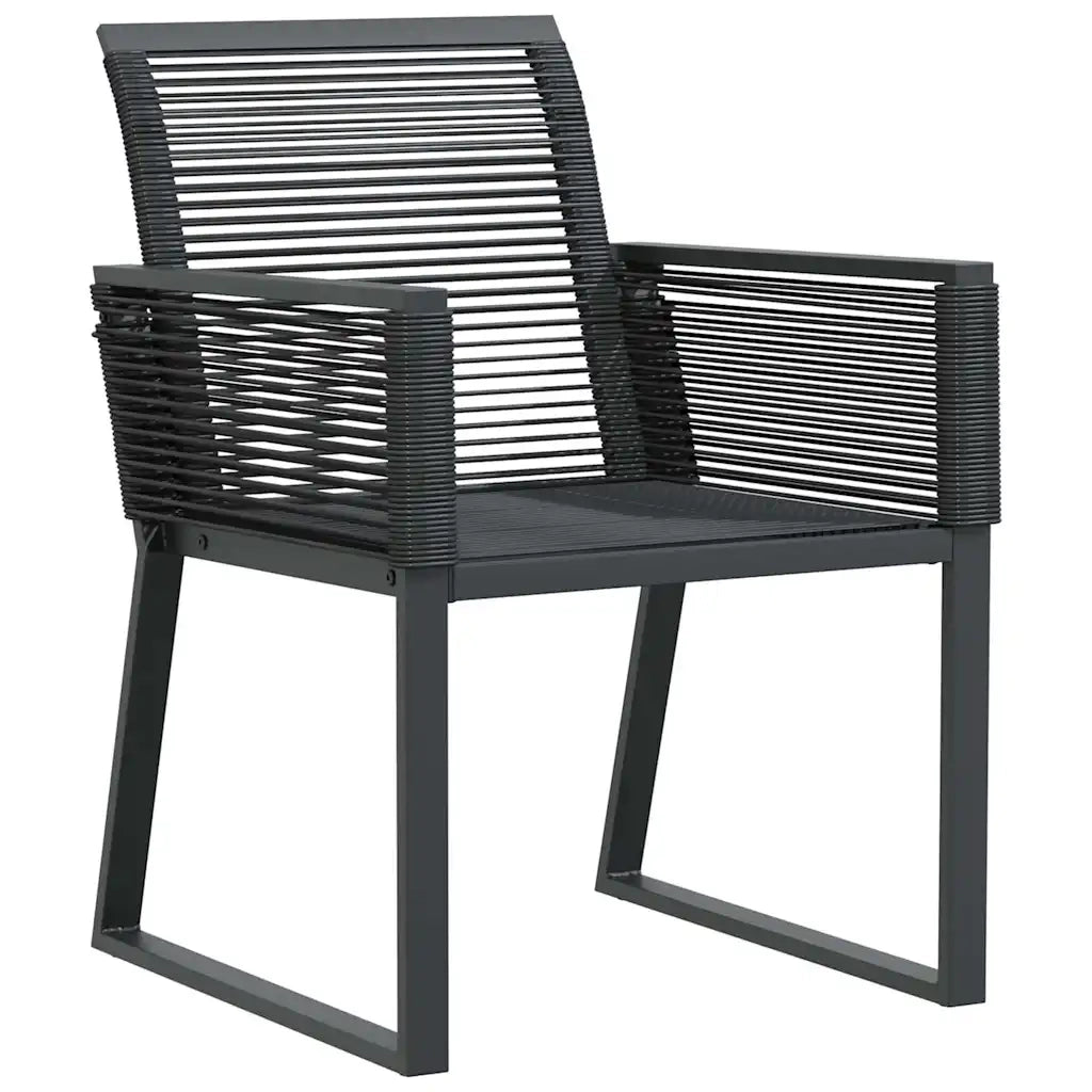 Set da Pranzo per Giardino 9 pcs Nero polyrattan