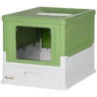 Lettiera per Gatti Chiusa con Paletta, Vassoio Estraibile e 2 Porte, 47.5x35.5x36.7cm, Verde Chiaro
