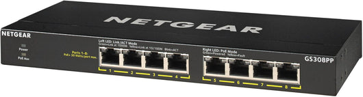 Netgear gs308pp non gestito gigabit ethernet (10/100/1000) supporto power over ethernet (poe) nero - GS308PP-100EUS