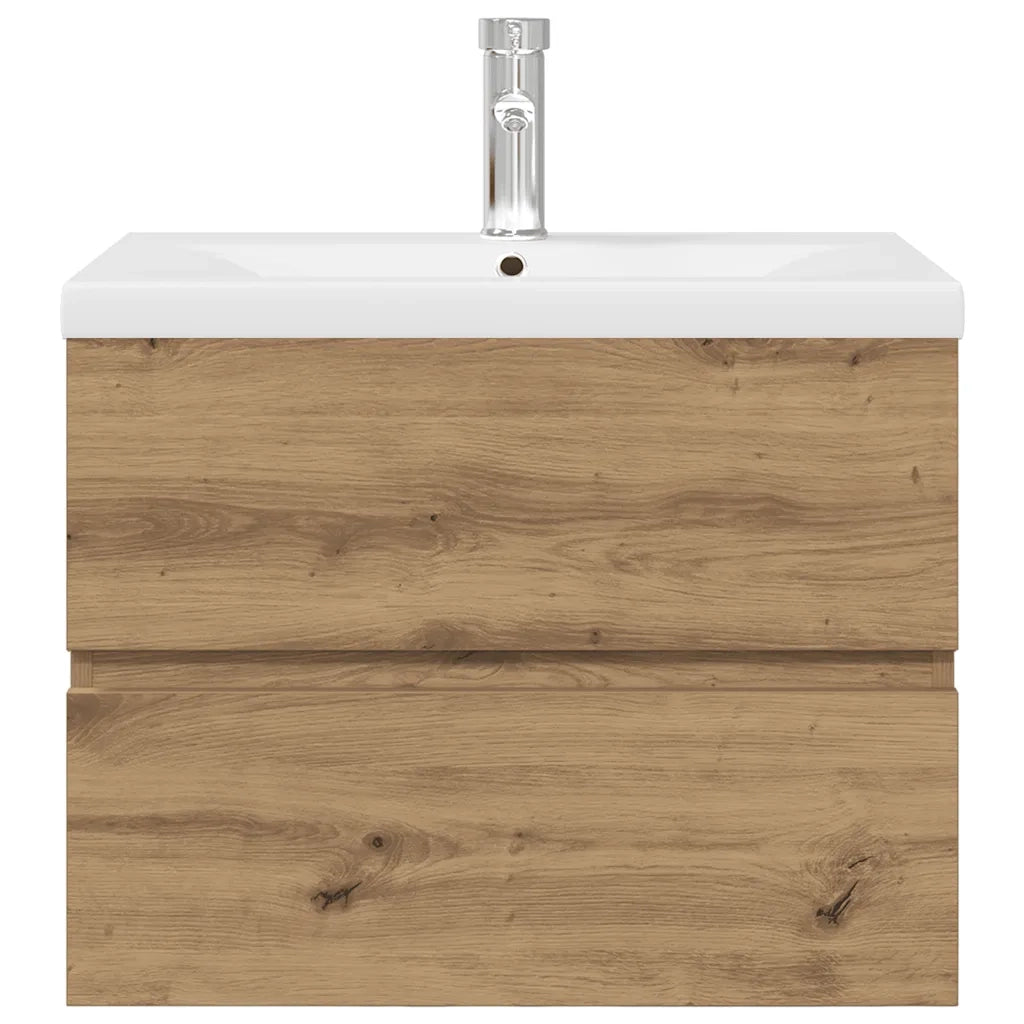 Mobile Bagno con Lavabo Integrato&Rubinetto Rovere Artigianale 3328932