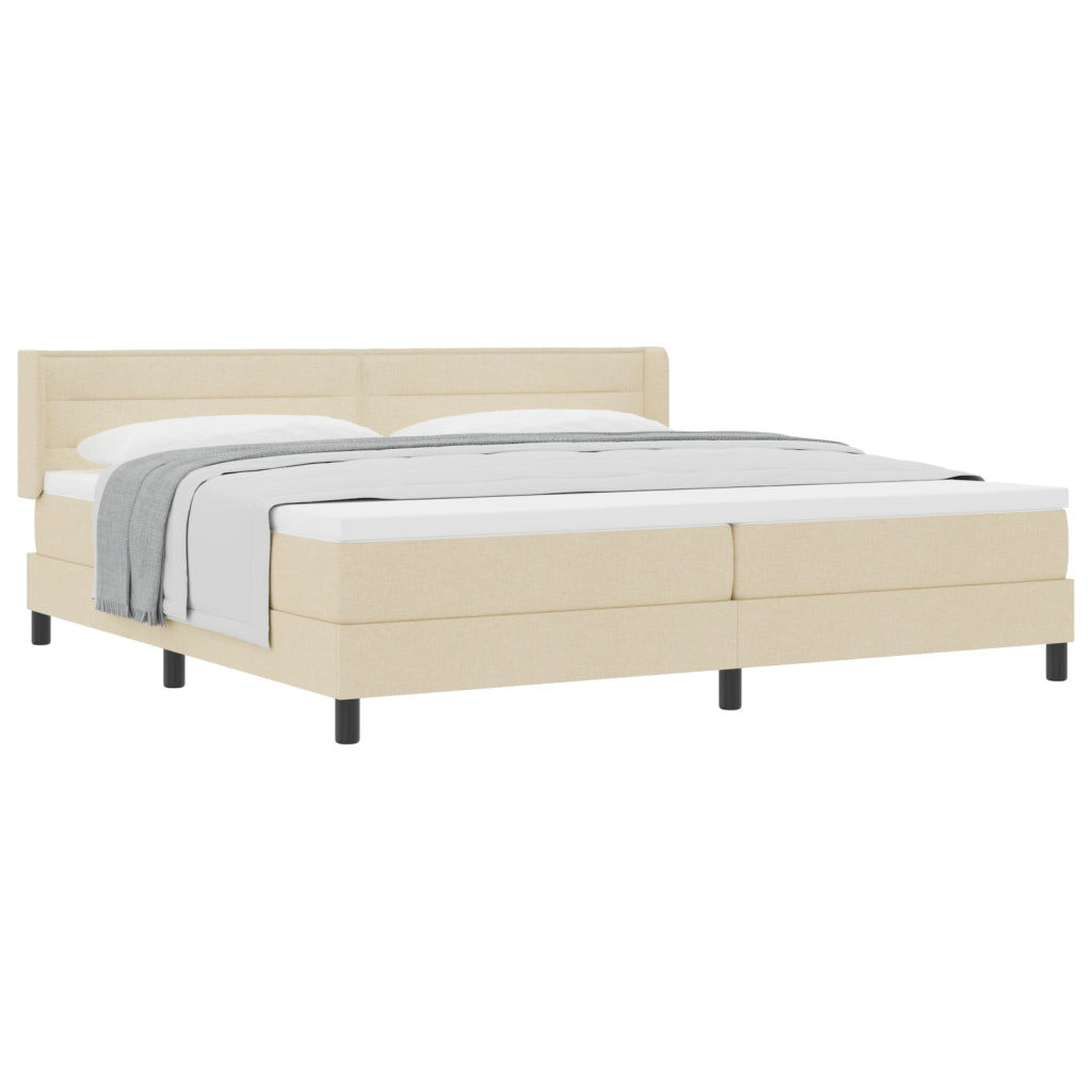 Letto Box Spring con Materasso Panna 200x200 cm Tessuto