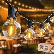 Luce a Led per Esterni - 15 m con Lampade G40 Bianco Caldo - Impermeabile e Ideale per Giardino e Terrazza