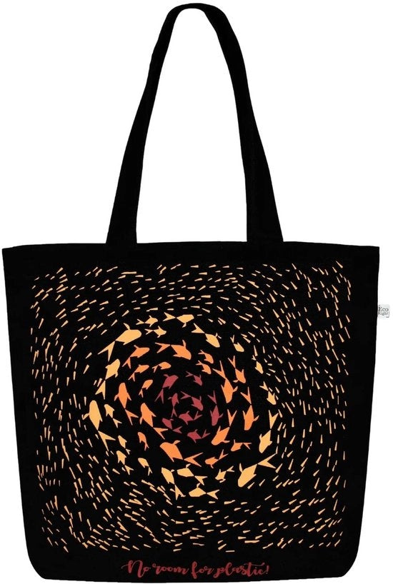 Borsa a tracolla in canvas shopper grande con tas interno per donna