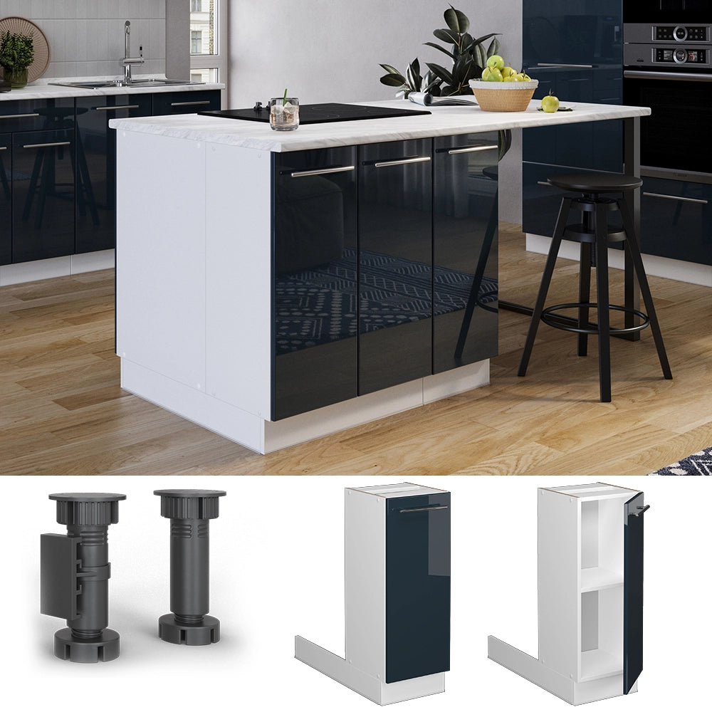 Vicco Isola cucina Blu scuro lucido 30 cm senza piano di lavoro