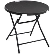Tavolo da Giardino Rotondo, Tavolo da Pranzo da Esterno per 4 Persone con Piano in HDPE e Struttura in Acciaio, Grigio Scuro