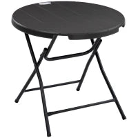 Tavolo da Giardino Rotondo, Tavolo da Pranzo da Esterno per 4 Persone con Piano in HDPE e Struttura in Acciaio, Grigio Scuro