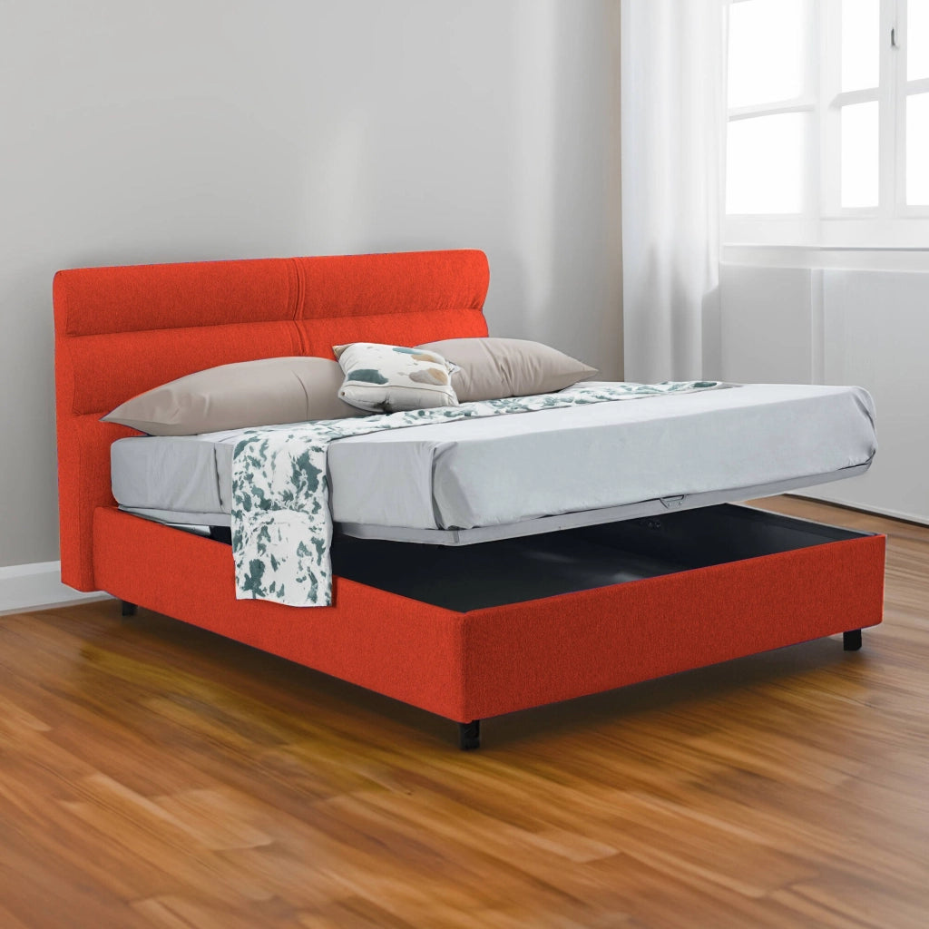 Letto Matrimoniale Brienno, Letto Matrimoniale Sfoderabile Made in Italy, Arancione