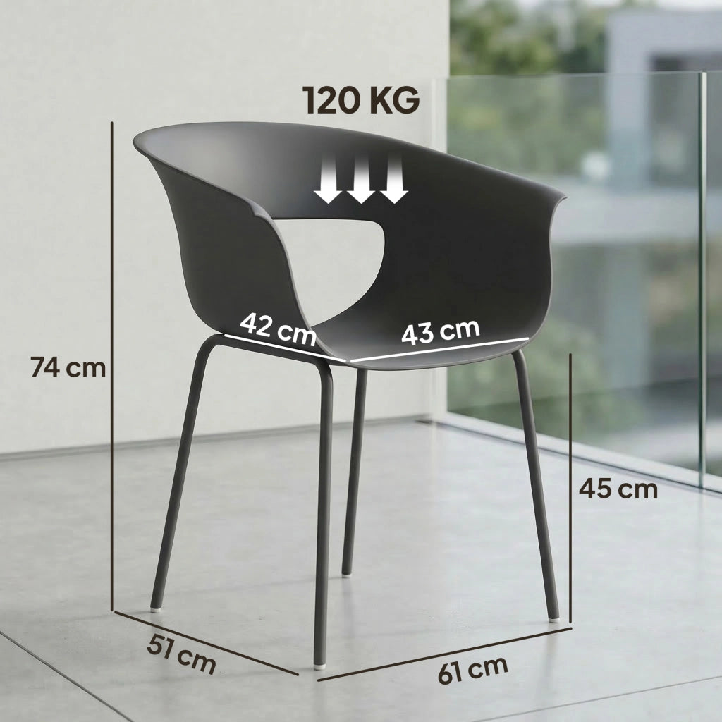 Sedie da giardino ergonomiche 4 pezzi con braccioli ¨C zephmum ¨C design intagliato resistente alle intemperie grigio scuro