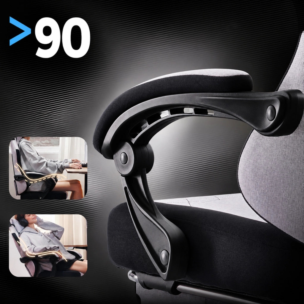 Sedia Gaming DOWINX Grigia con Molle Insacchettate; Poggiapiedi e Schienale 90°-135°
