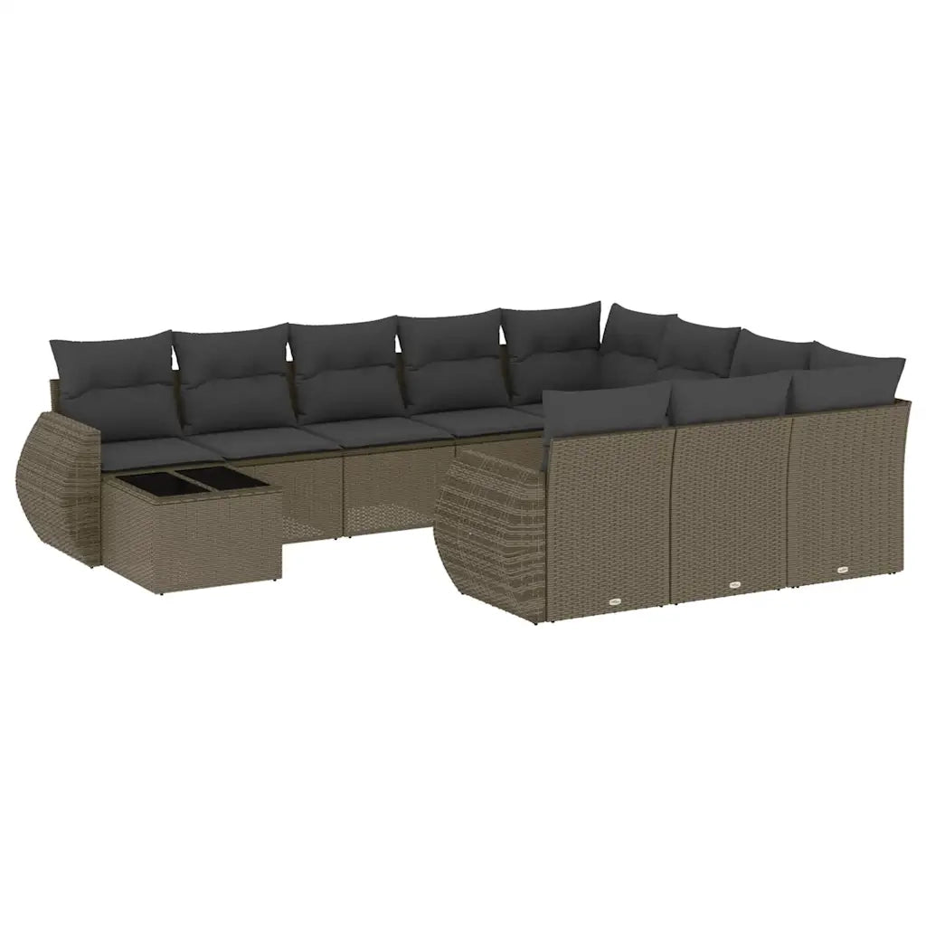 Set Divani da Giardino 11 pz con Cuscini in Polyrattan Grigio 3221931