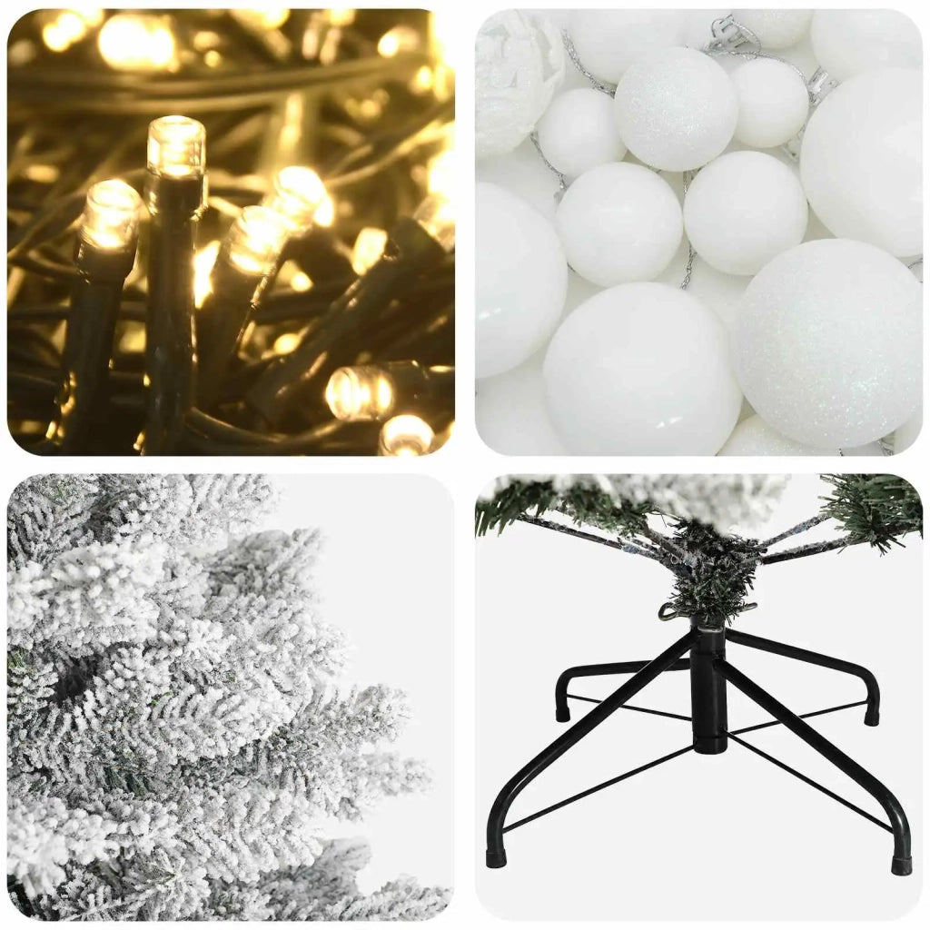 Albero di Natale Artificiale con Palline 150 cm 150 LED 3466068