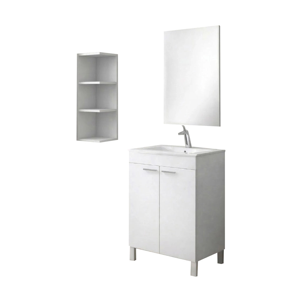 Sorrento, set Mobili Bagno Specchio Incluso, Bianco Lucido
