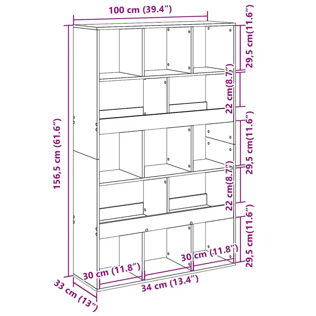 Libreria-Scaffale per Libri-Mobile di Stoccaggio Nera 100x33x156,5 cm in Truciolato 207935
