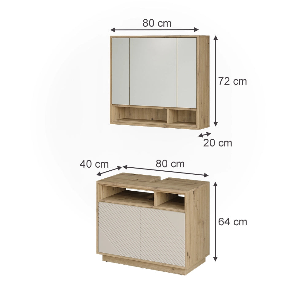 Set mobili bagno Beatrice Cachemire/Rovere artigianale Vicco