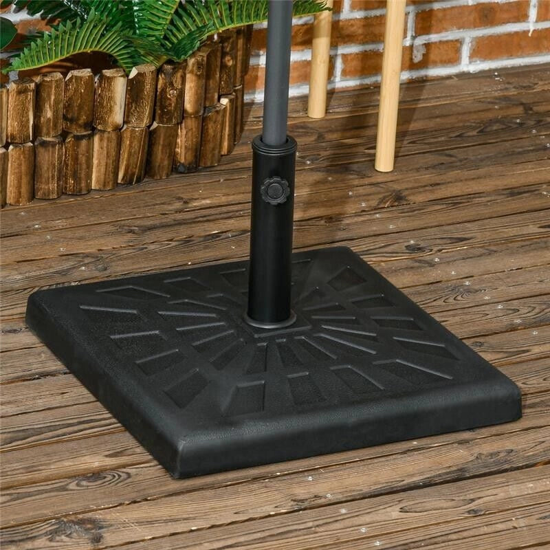 BASE PER OMBRELLONE RETTANGOLARE DI 19KG IN RESINA PER PALI Ø32, 38 E 48 MM NERO
