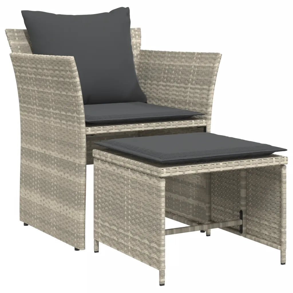vidaXL Sedia da Giardino con Poggiapiedi in Polyrattan Grigio Chiaro