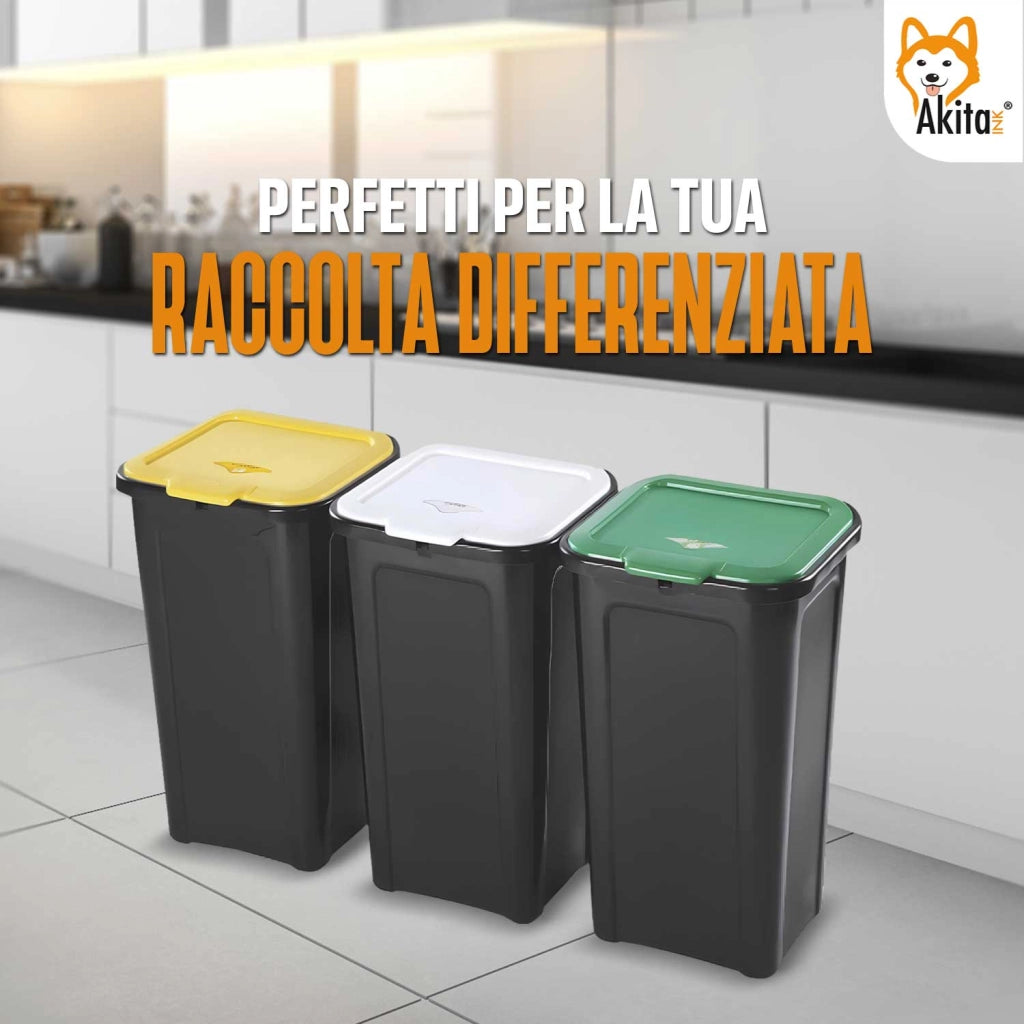 Akitaink Set 3 Pattumiere 44L Differenziata