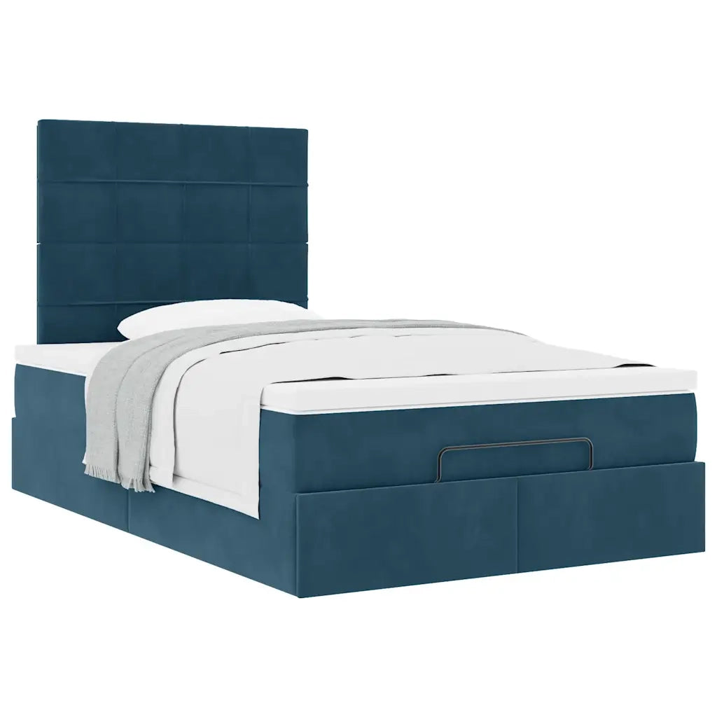 Struttura Letto Pouf con Materassi Blu Scuro 120x200 cm Velluto 3313467